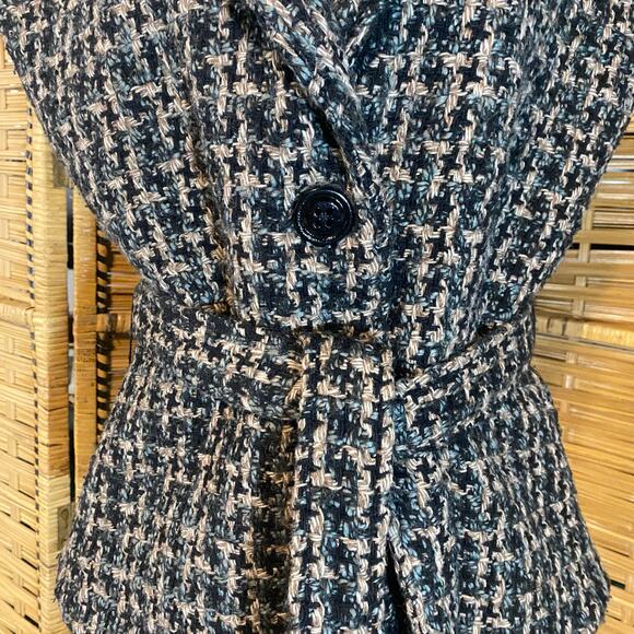 Millard Fillmore Tweed Wrap Vest Jacket Lined Belted Boho Retro Size Large - Picture 3 of 11